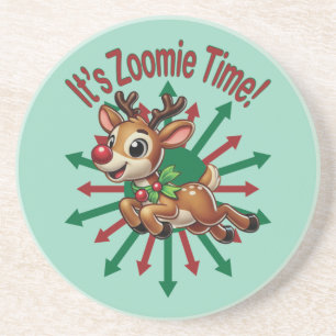 Porta-copos "É hora da Zoomie! Reindeer de Natal
