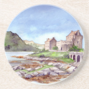 Porta-copos Eilean Donan Castle Watercolor Painting