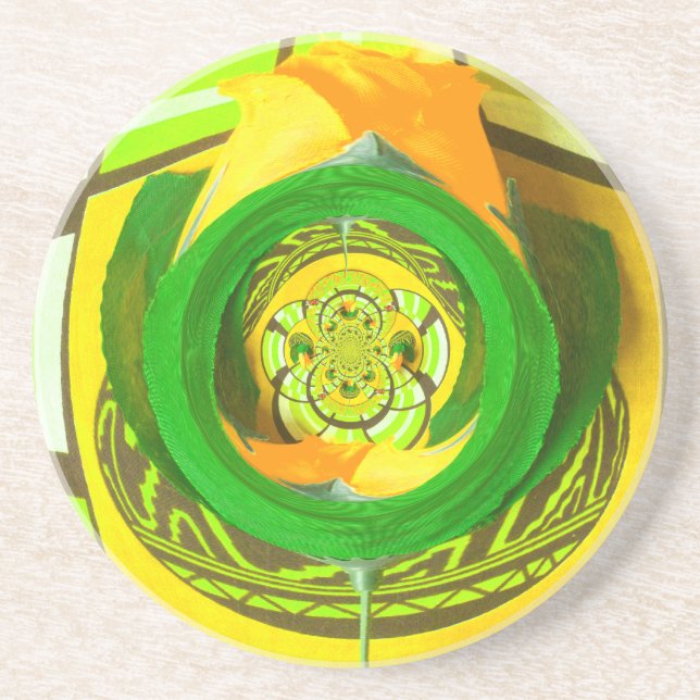 Porta-copos Elegância ouro: Linda Arte Rosa Amarela Africana (Frente)