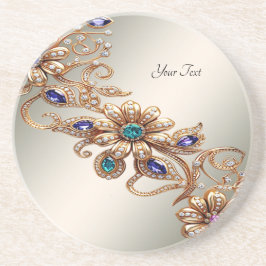 Porta-copos Elegant Gold Jewel Flowers Sandstone Coaster