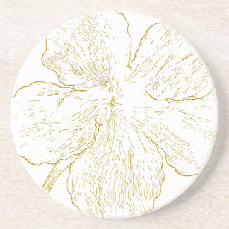 Porta-copos Elegant Golden Floral Abstract Line Art