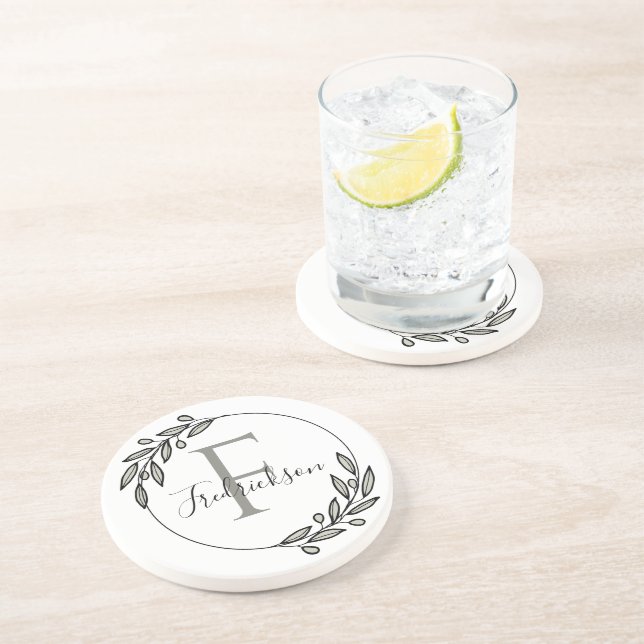 Porta-copos Elegant Monogrammed Initial Wreath Table Protectio (Lateral)