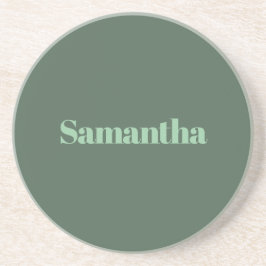 Porta-copos Elegant Personalized Name Typography |sage green