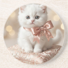 Porta-copos Elegant White Kitten Boutique