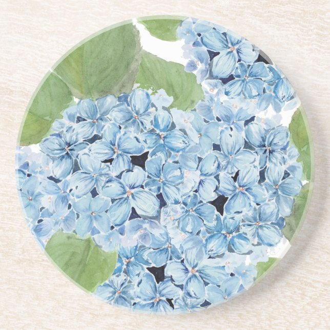 Porta-copos Elegante Aquarela Azul Hidrangea (Frente)