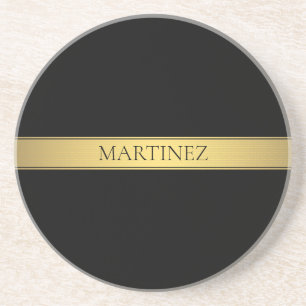 Porta-copos Elegante Faux Dourado Listra e Fundo Preto ou DIY