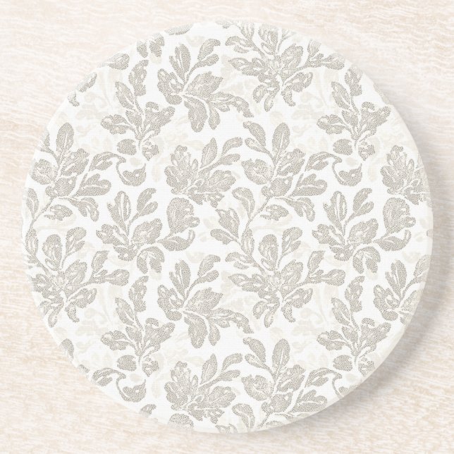 Porta-copos Elegante Floral Creme Branco   (Frente)