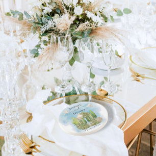 Porta-copos Elegante Gazebo   flores pombas Casamento Luxo