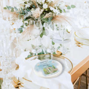 Porta-copos Elegante Gazebo   flores pombas Casamento Luxo