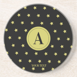 Porta-copos Elegante Monograma com Estrelas em Ouro e Preto