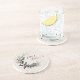 Porta-copos Elegante Pine e Holly Wreath com Destaques Dourado