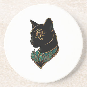 Porta-copos Elegante Pires de Arenito de Gato Preto Egípcio