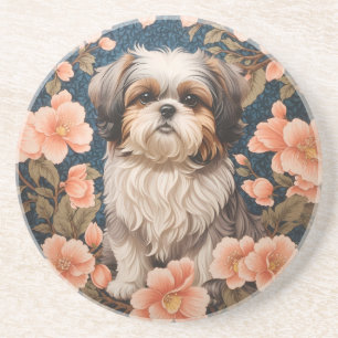 Porta-copos Elegante Shih Tzu Dog William Morris Inspirou