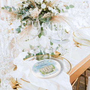 Porta-copos Elegante Venue flores pombas Casamento Luxo