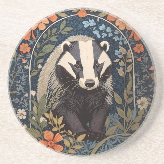Porta-copos Elegante William Morris Inspirou Badger (Frente)