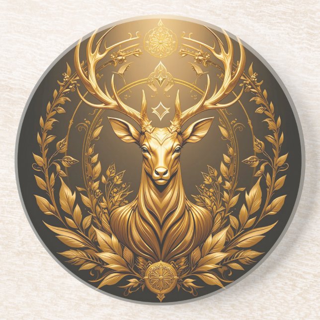 Porta-copos Emblema de Veado Dourado (Frente)