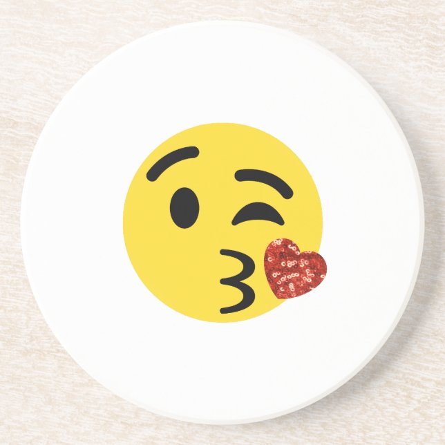 Porta-copos emoji de beijo brilhante (Frente)