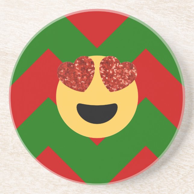 Porta-copos emoji do coração de natal (Frente)