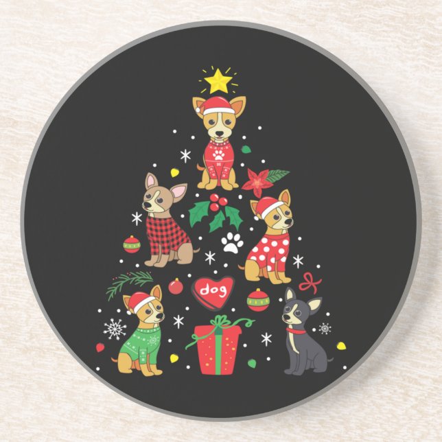 Porta-copos Enfeites de natal Chihuahua (Frente)