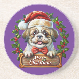 Porta-copos Enfeites de natal de Cachorro Bonito - Feliz Natal