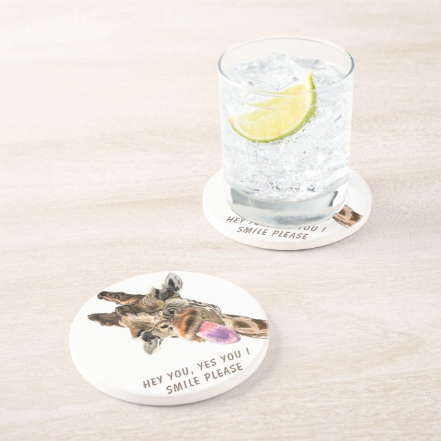 Porta-copos Engraçado Girafa, língua para fora e Piscar os olh (Lateral)