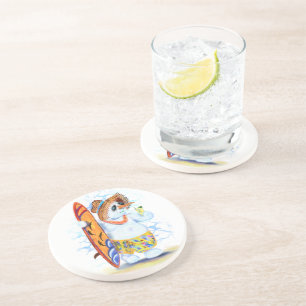 Porta-copos Engraçado Summer Snowman Surfer bebe coquetel fre