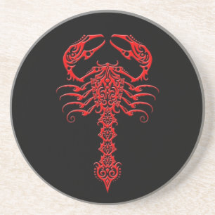 Porta-copos Escorpião tribal vermelho e preto