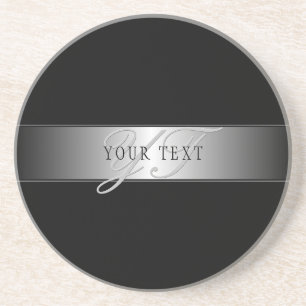 Porta-copos Escrita de roteiro de monograma editável elegante 