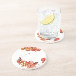 Porta-copos Espelho compacto floral de cor aquosa laranja