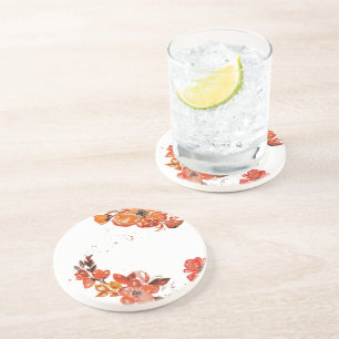 Porta-copos Espelho compacto floral de cor aquosa laranja