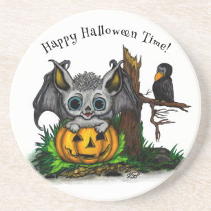 Porta-copos Esperando o Halloween, Cute Bat e Raven
