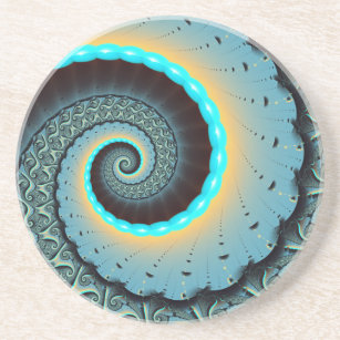 Porta-copos Espiral de Arte Fractal Laranja abstrato azul Turq