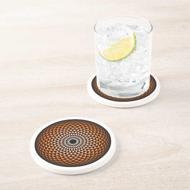 Porta-copos Espiritual Black Orange Mandala Geométrico Orienta (Lateral)