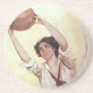 Porta-copos Esportes Antigos, Jogadora de Basquete com Bola
