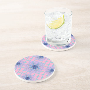 Porta-copos Estética de Padrão Floral Roxo Azul Pastel Sem Cos