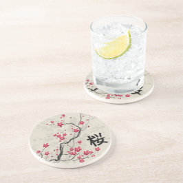 Porta-copos Estilo Oriental Sakura Cherry Blossom Art