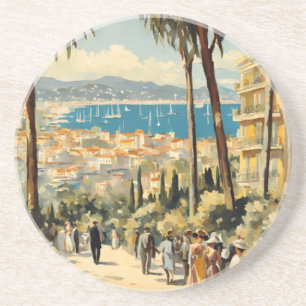 Porta-copos Estilo Vintage Cannes French Viagem Watercolor