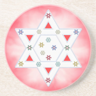 Porta-copos Estrela de Hanukkah e Flocos de Neve em Vermelho