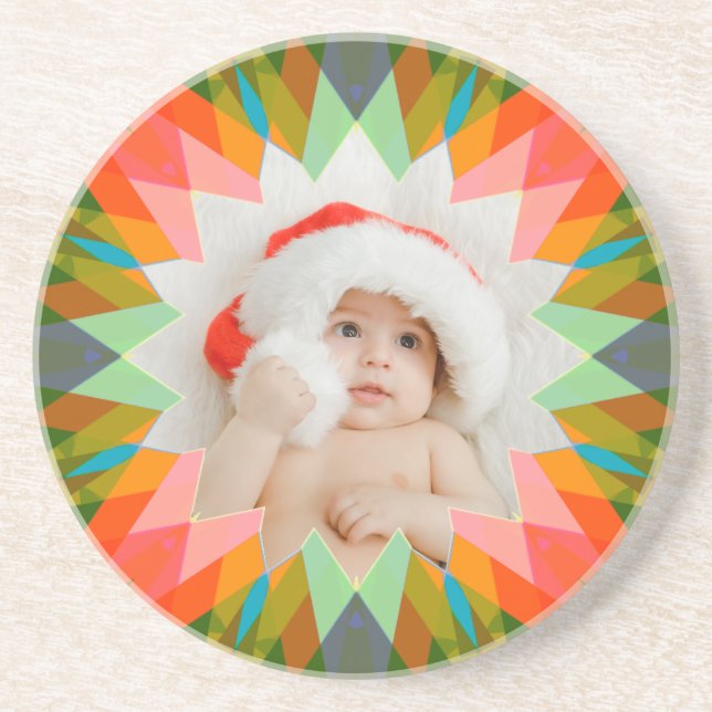 Porta-copos Estrela de Natal Rosa Verde Personalizada Presente (Frente)