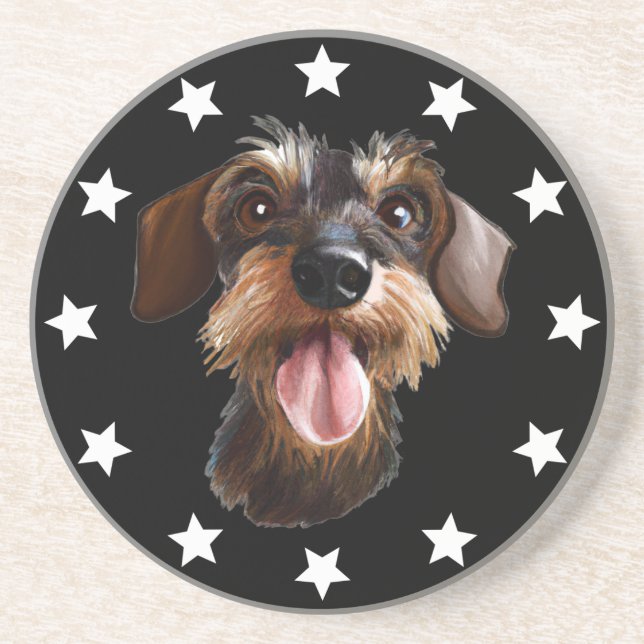Porta-copos Estrelas de Dachshund com Cabeação Wireada (Frente)