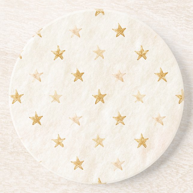 Porta-copos Estrelas Douradas de Creme (Frente)