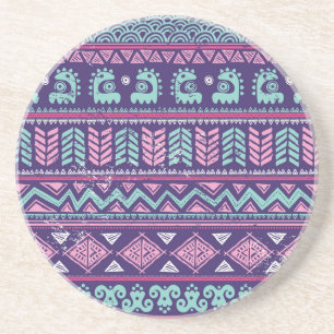 Porta-copos Étnica Tribal: Padrão Colorido Sem Costura.
