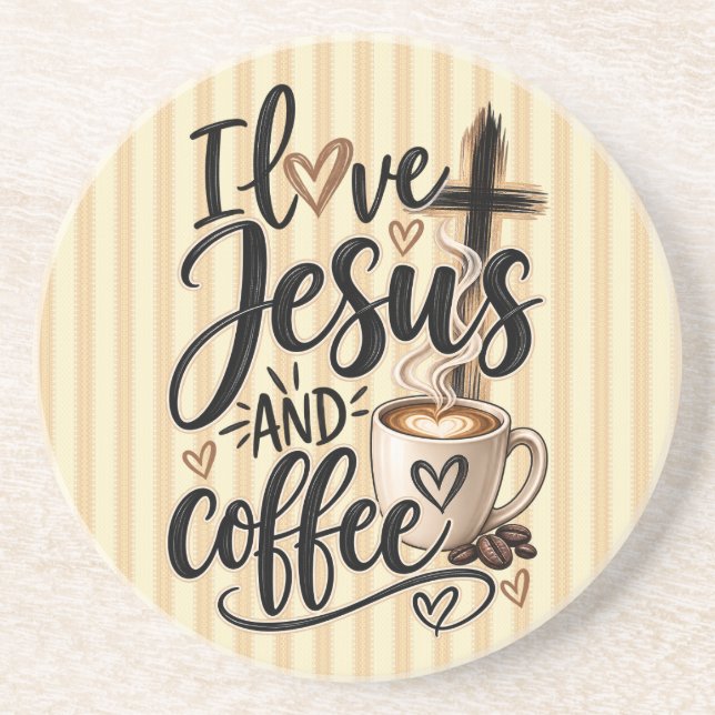 Porta-copos Eu amo Jesus e café (Frente)