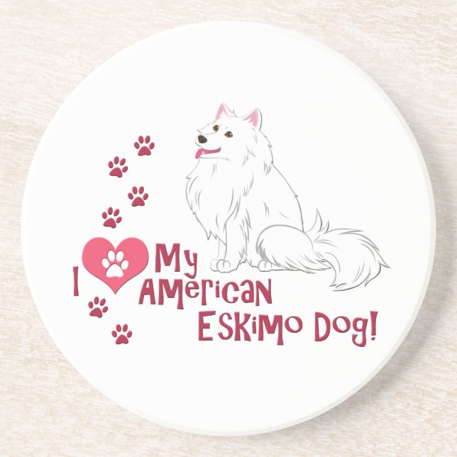 Porta-copos Eu Amo Meu Cão Esquimó Americano! (Frente)