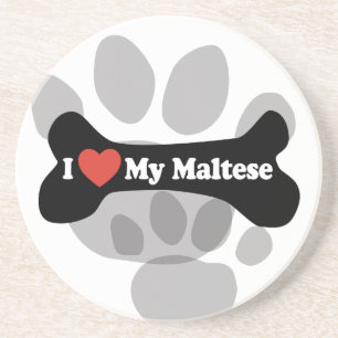 Porta-copos Eu amo meu maltês - osso de cão