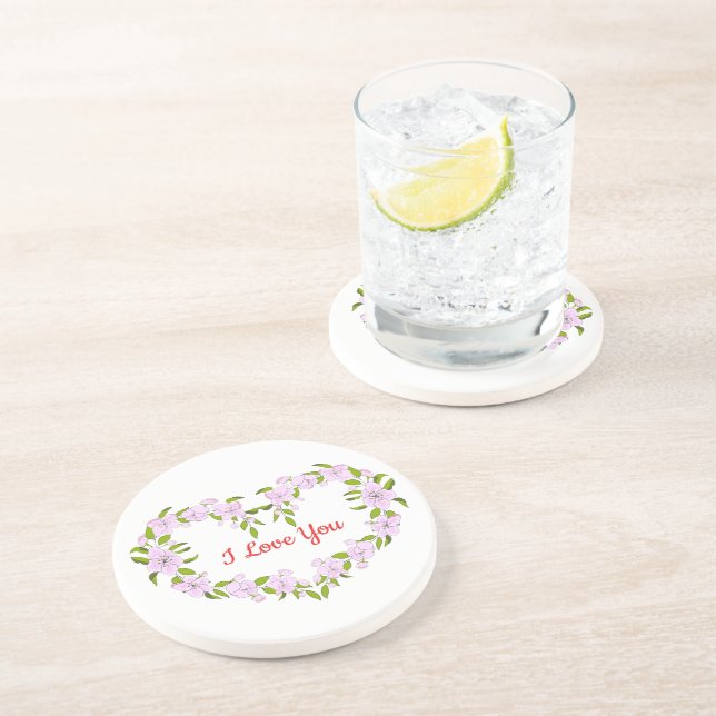 Porta-copos Eu amo você Flores fofas (Lateral)