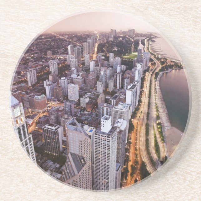 Porta-copos EUA, Illinois, Chicago, vista aérea do lago (Frente)