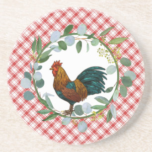 Porta-copos Eucalyptus Wreath & Rooster Farmhouse 