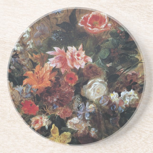Porta-copos Eugene Delacroix Vintage Buquê de Flores (Frente)