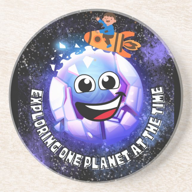 Porta-copos Explorando um planeta na época. Rapaz em um foguet (Frente)